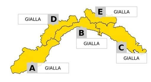Comune di Portofino - Allerta meteo gialla Levante ed entroterra di centro levante (zone c, e) dalle 00.00 alle 21 di domani lunedì 11 maggio